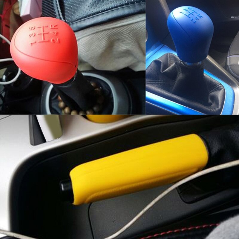 Cubierta de palanca de cambio de marchas de coche, cubierta de freno de mano de silicona, cubiertas de freno de mano de coche, collares de cambio de marchas Manual, Interior de coche, 1 Juego