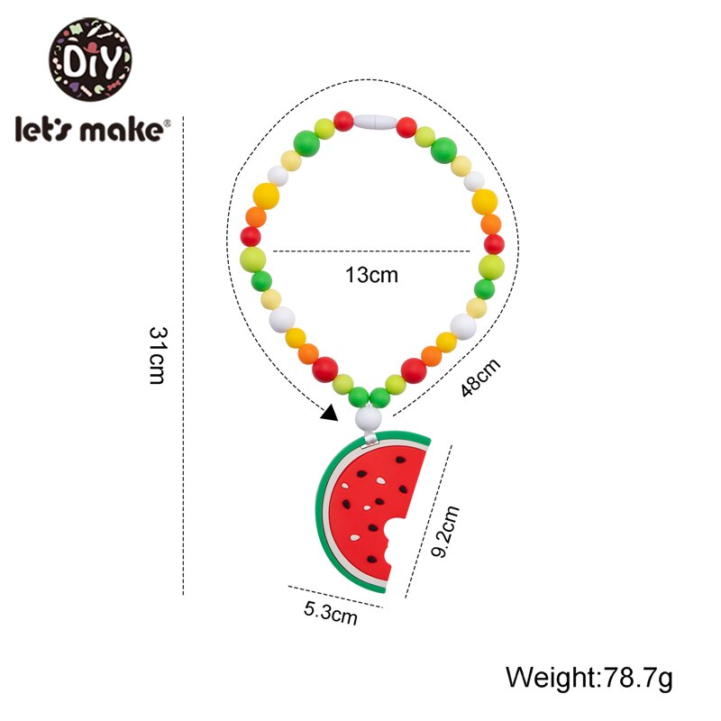 Let's Make Watermelon Teether Children's Bracelet Toys Rattles Nipple Clips Stroller Chain Necklaces Baby Christmas: necklace