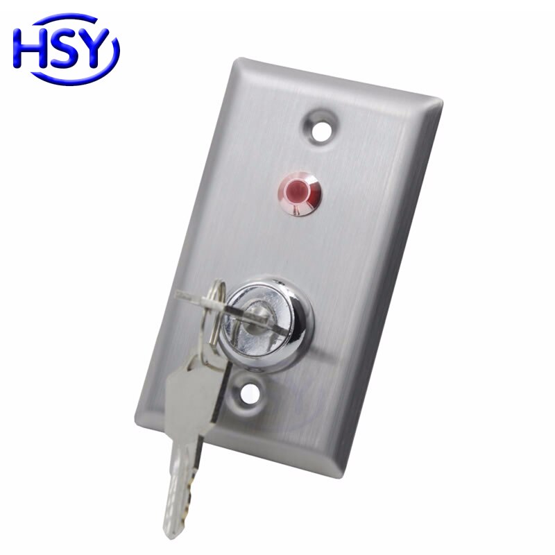 HSY Access Controller System Stainless Steel Key Switch with LED Emergency Push Exit Button Door Release Open Gate Lock