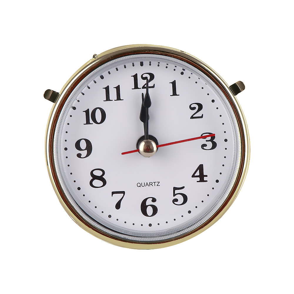Classic Mute 2-1/2" (65mm) Clock Clock Quartz Mechanism Movement Insert Roman Numeral White Face Gold Trim Practical DIY Parts