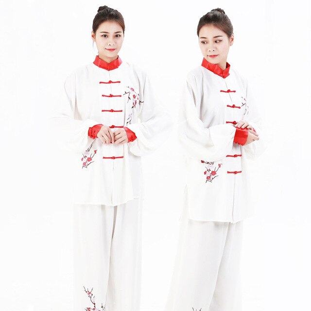 Frauen Traditionelle Chinesische Kleidung Stickerei Lange Ärmeln Wushu TaiChi KungFu Uniform Anzug Uniformen Tai Chi Übung Kleidung: red / S