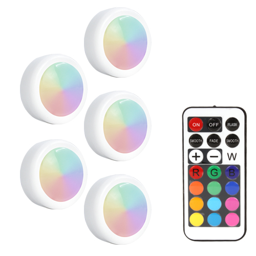 LED Under Cabinet Light RGB 12 Colors Touch Dimmable Night Puck Lamp Stair Hallway Kitchen Cupboard Wardrobe Wireless: 5 Lamps 1 Controller