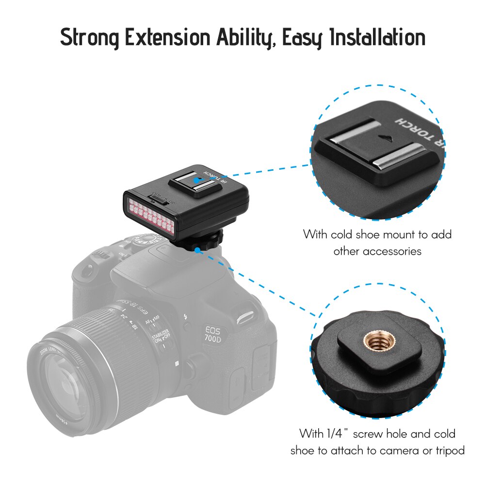 Studio IR LED Light USB Rechargeable Infrared Night Vision Infrared Illuminator for DSLR Camera Photography Lighting Accessory