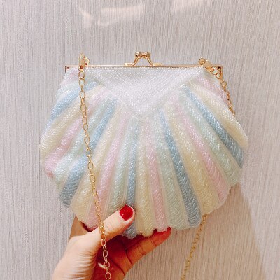 Modeketen Lovertjes Schoudertas Voor Vrouwen Pu Lederen Handtassen Leuke Shell Shape Portemonnee Mini Messenger Bag Bolsa Feminina: 1