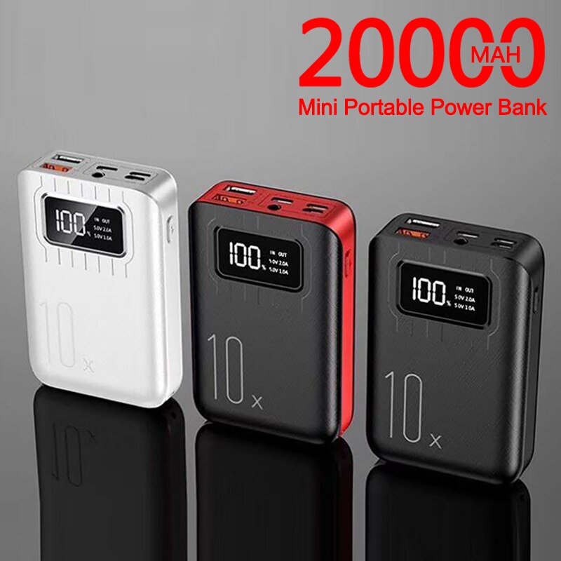 20000 2600mahのミニパワーバンク 3 入力ポータブル充電器デジタルディスプレイ外部小powerbankダブルusb iphoneサムスンxiaomi