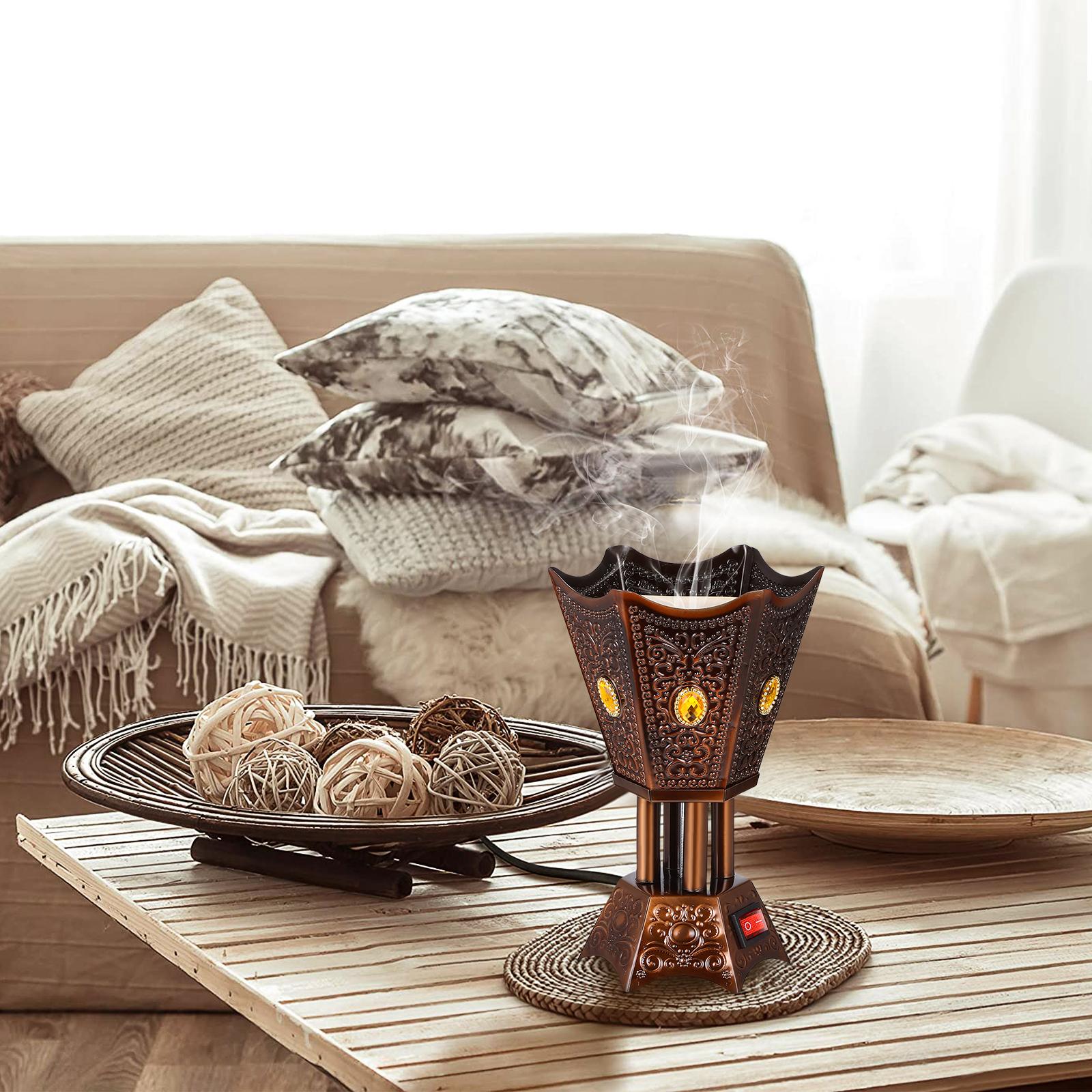 Elektrische wierook retro huishoudelijke elektrische wierookbrander wierookvat ijzeren bakhoor nament led in timer therapie huishoudelijk
