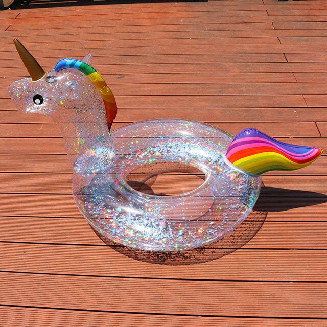 90Cm Opblaasbare Kristal Eenhoorn Zwemmen Ring Zwemmen Cirkel Sparkly Glitter Pool Float Voor Volwassen Kinderen Water Partij Speelgoed: unicorn