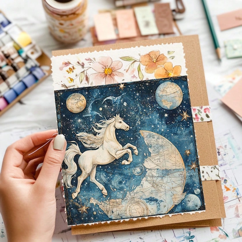 36 Sheets Starry Sky Scrapbook Paper Pack, Stationery Vintage Art Craft Pattern Scrapbooking Paper For Junk Journal Planner Card