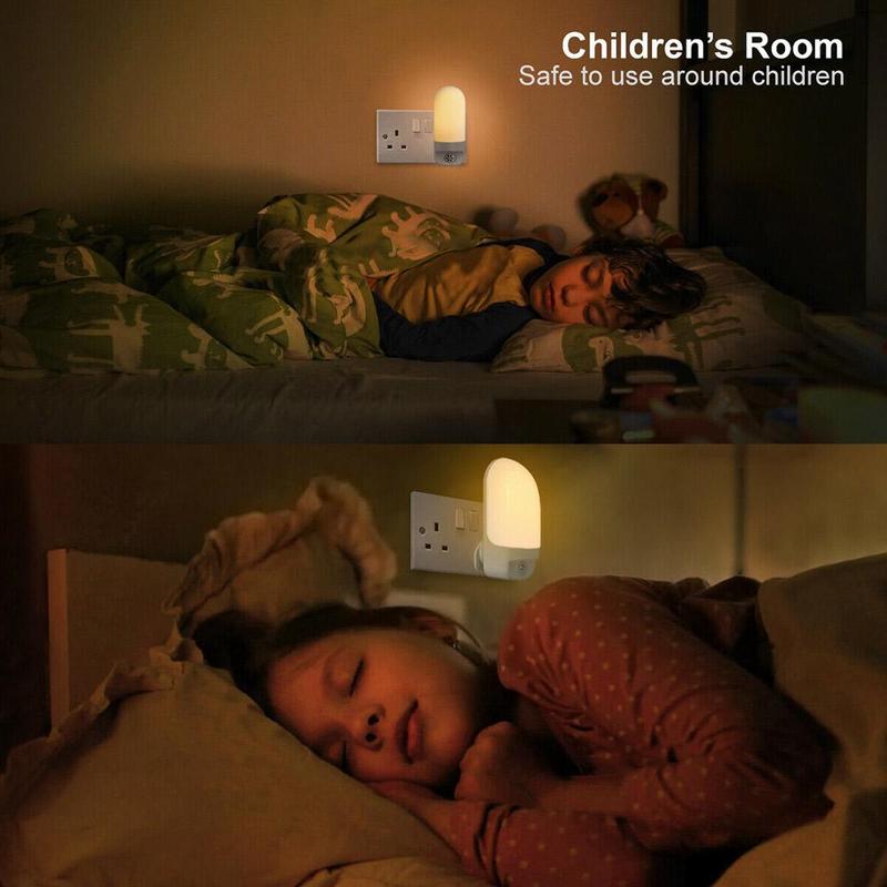 Automatic LED Night Light Plug in Energy Saving Dusk Sensor Dawn bedroom bedside lamp Light 2 Kids Table lamp T9V7