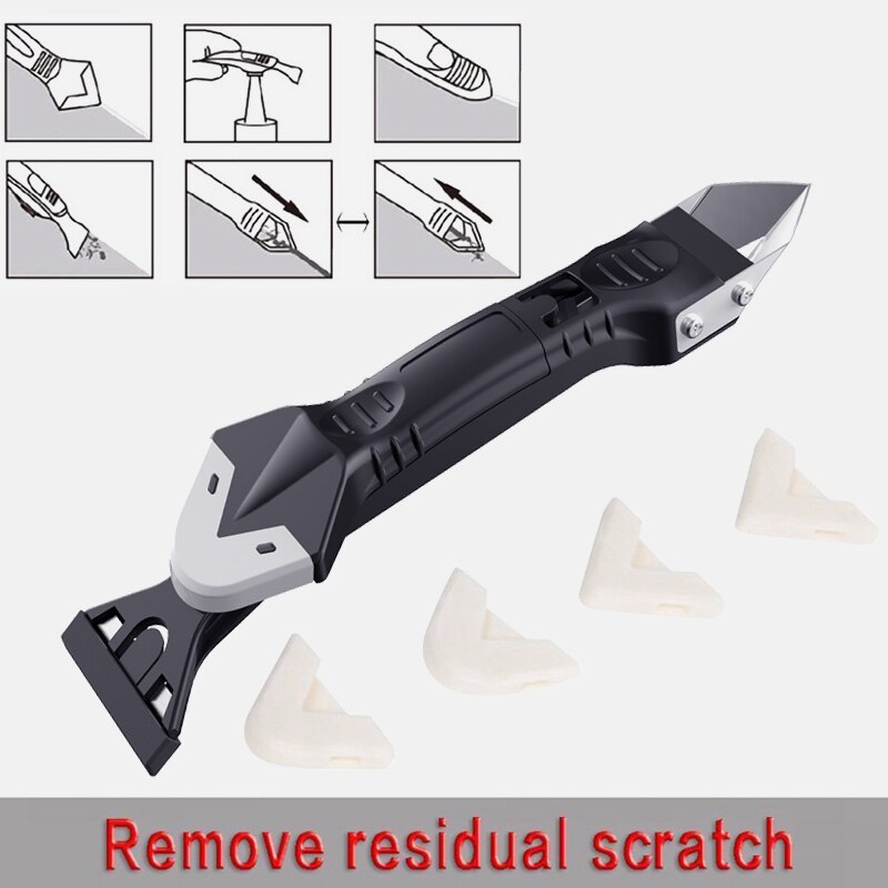 5 in 1 spatel, wisser, gladde schraper, voegkit, kitafwerker, kitgereedschap, siliconenverwijderaar, homeholdset, accessoires