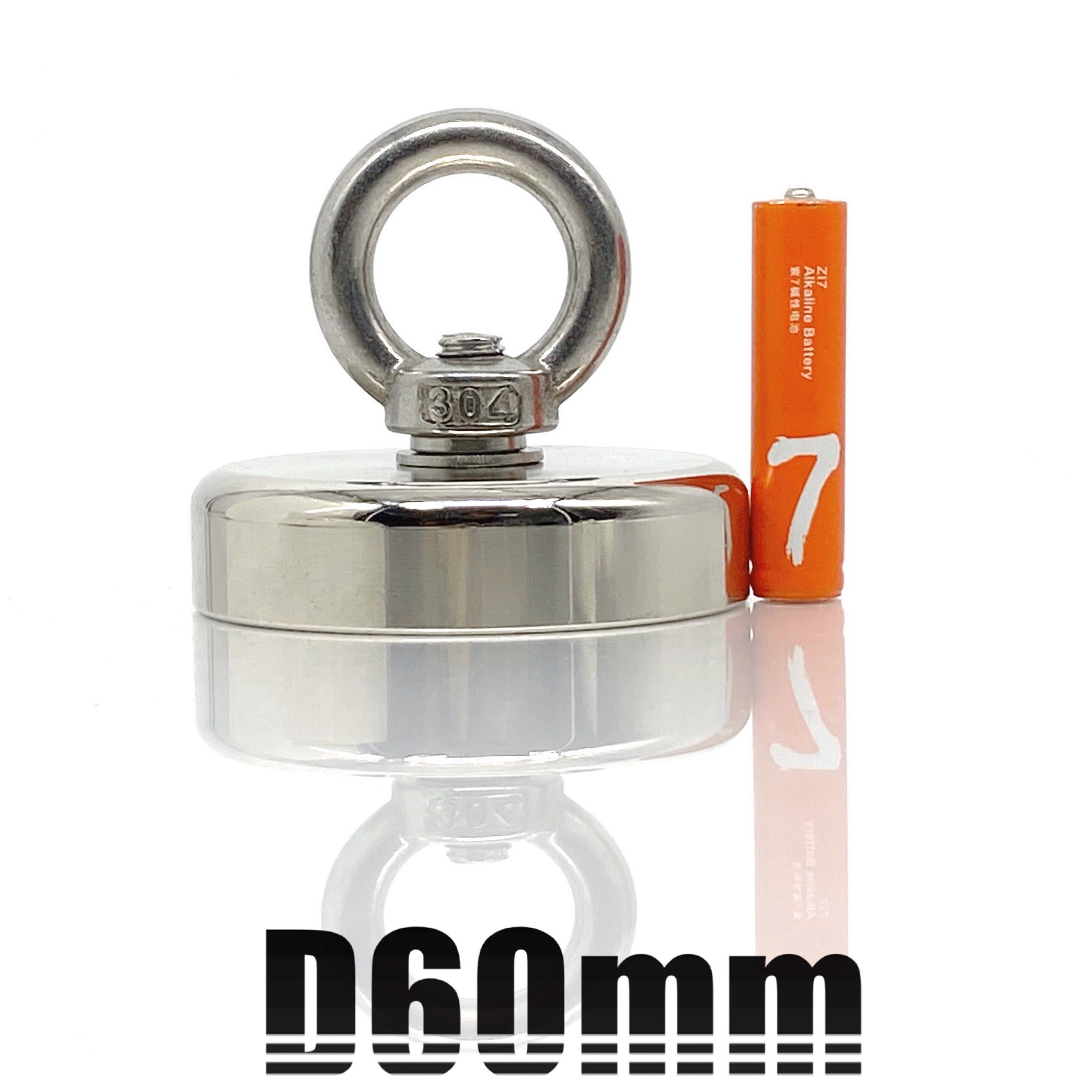 Super stærk neodym magnet bjærgningsmagnet dybhavsfiskemagneter holder trækker monteringspotte med ring øjebolt: D60( træk max 110kg)
