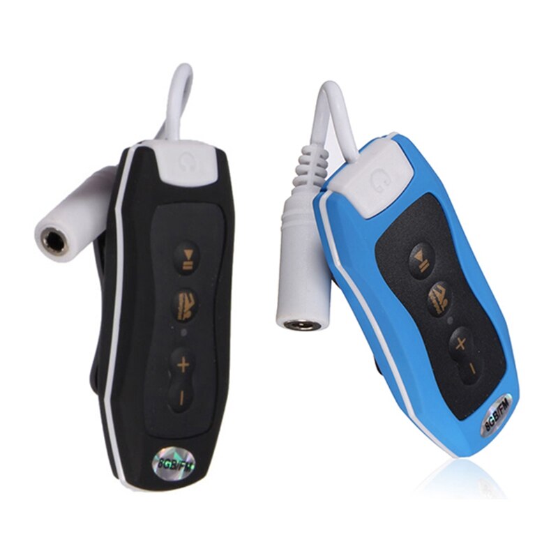 2X 8GB MP3 Player Swimming Underwater Diving Spa + FM Radio Waterproof Headphones Black &amp; Blue