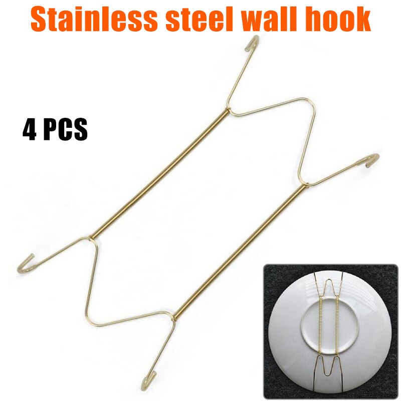 Plate Dishes Stainless Steel Hanger Spring Plates Holder Hook Wall Mount Adapter Home Decoration shelf kitchen props