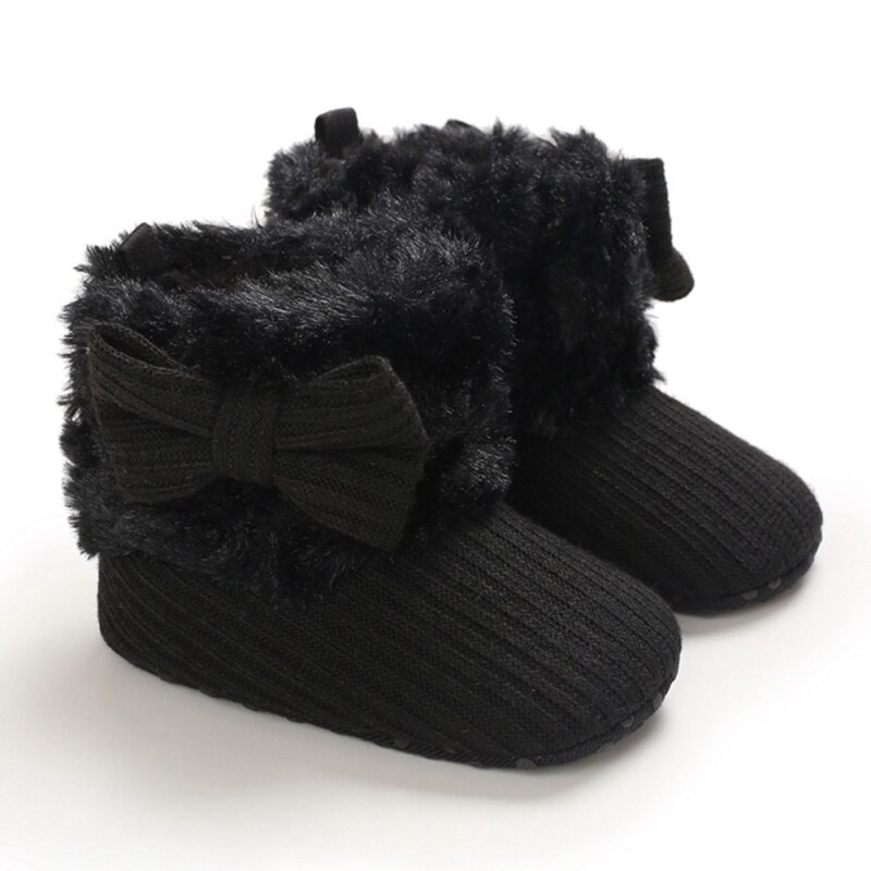 Kids Baby Meisjes Schoenen Soft Sole Bootie Boog Schoenen Winter Warm Sneeuw Boot Schoenen 0-18M: A / 7-12 Months
