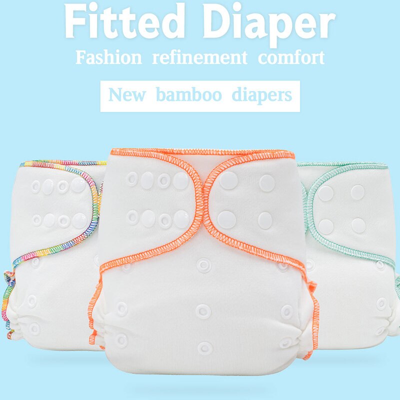 Bamboe katoenen luier, een maat luier met inlegvellen, verstelbare luiers, herbruikbare bamboe katoenen babyluiers