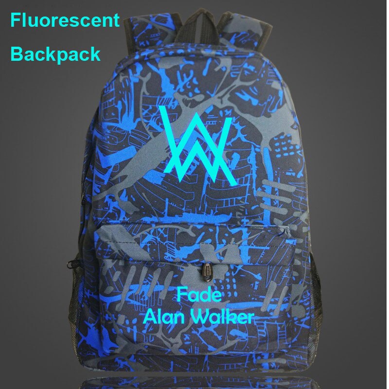 Mochila escolar fluorescente con dibujo de Alan Walker para niños y niñas, morral escolar para adolescentes,: 5322-08