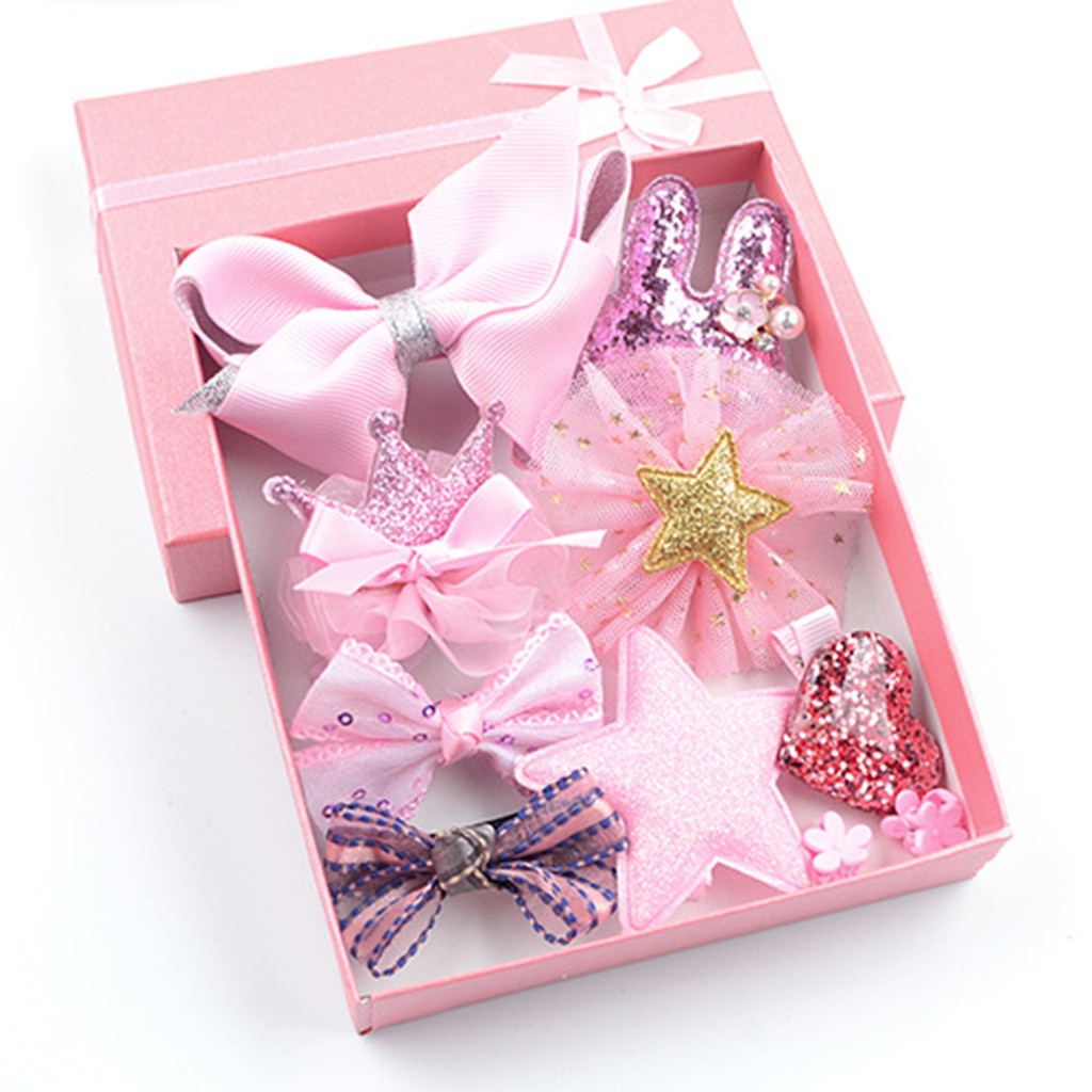 Set kind haar zubehör haarnadel stirnband box baby mädchen hairclip