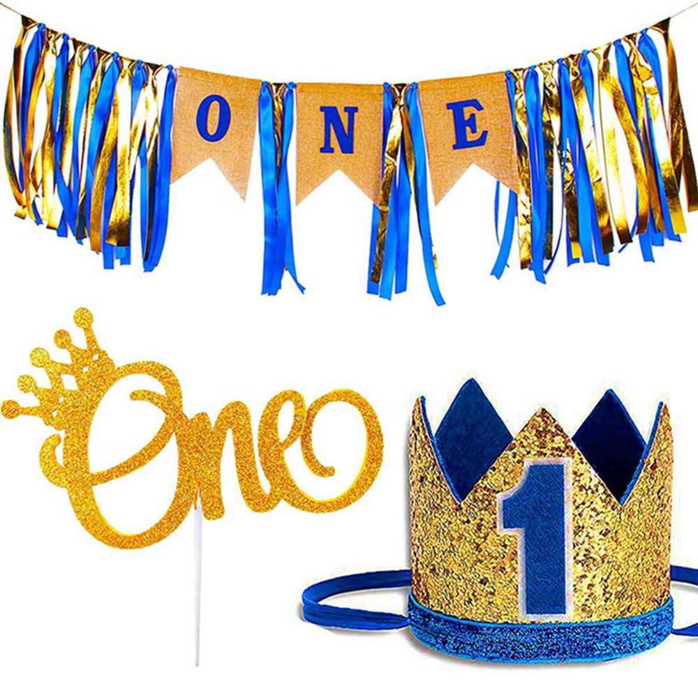 Ett års bursdag banner lue 1st første bursdag banner barn gratulerer med dagen banner 1 års første bursdag gutt jente baby shower