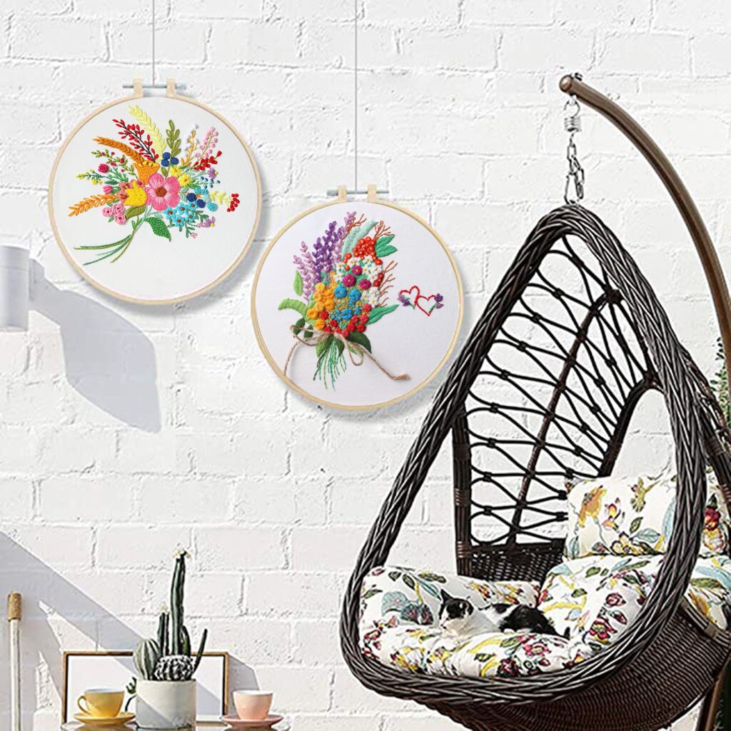 Spring flower pattern Embroidery Cross Stitch Kit Set for Beginners-Handmade Embroidery DIY Craft Handwork Needlework Decoration