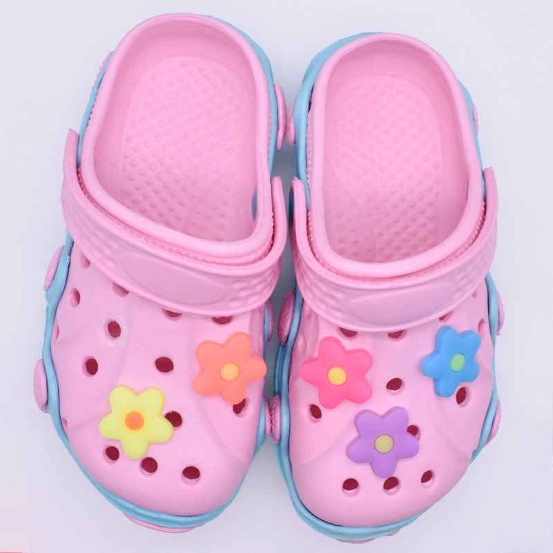 Children 10 PCS Pink/Yellow/Blue/Purple Flowers Fluorescent Shoe Accessory Night Light Bracelet Charms Cool