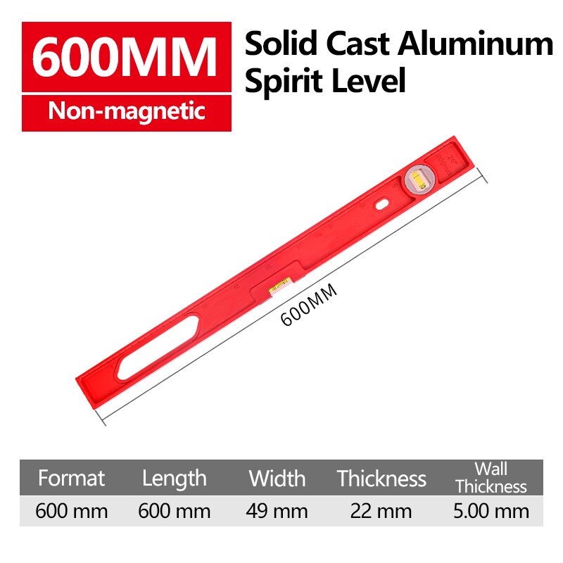 Ingbont 300-1000mm magnetisk vattenpass linjal digital gradskiva vinkelsökare lutningstest 360 graders bubbelmätningsverktyg: 600mm icke-magnetiska