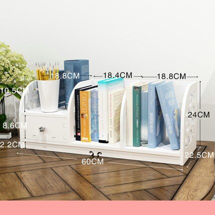 Organizador de escritorio de madera blanco, soporte para libros, papelería, sujetalibros decorativo, organizador de libros