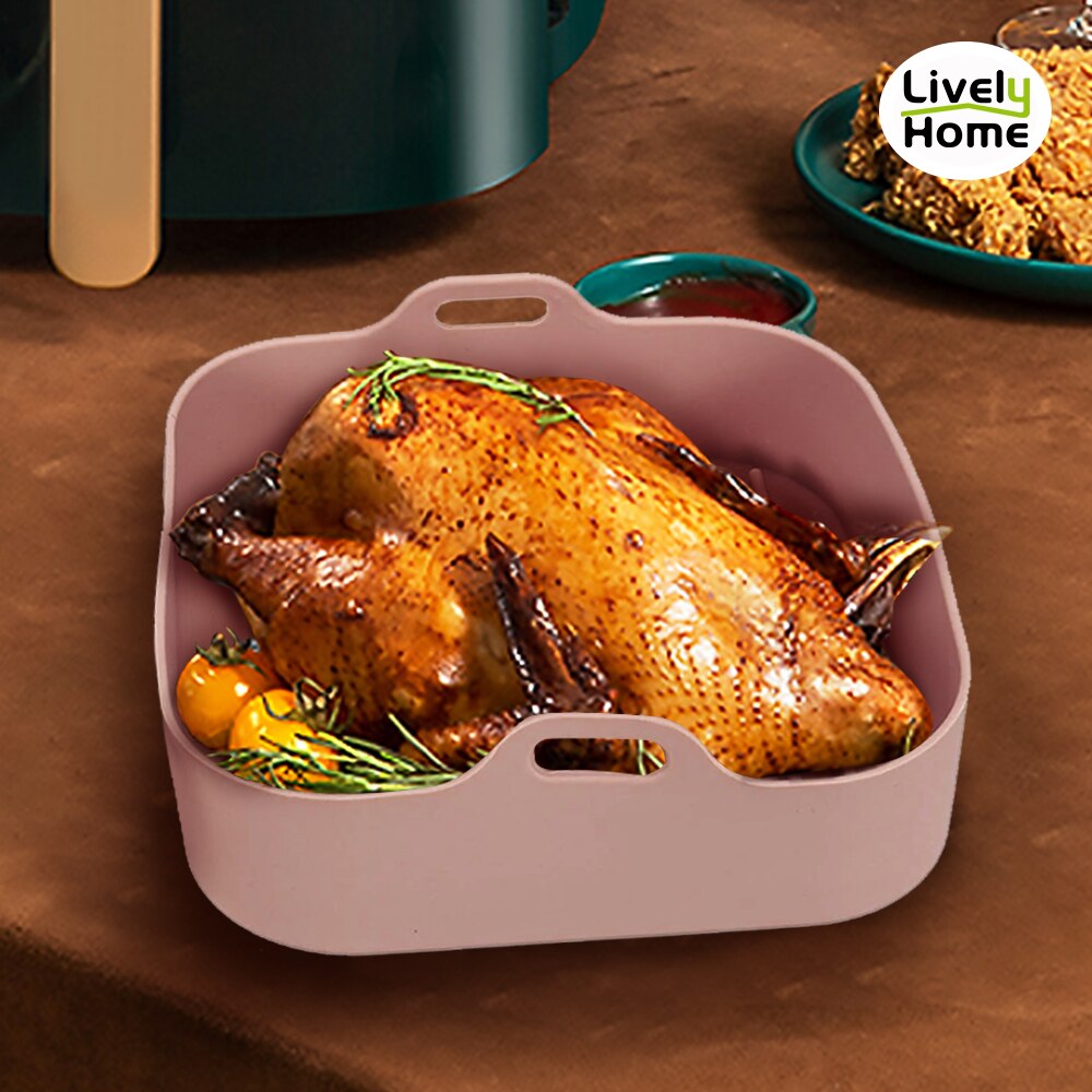 Air Fryer Silicone Baking Tray Pan Non-stick Oven Pot Insert Basket 8 inch Square Fried Food Dish Baking Air Fryer Accessories