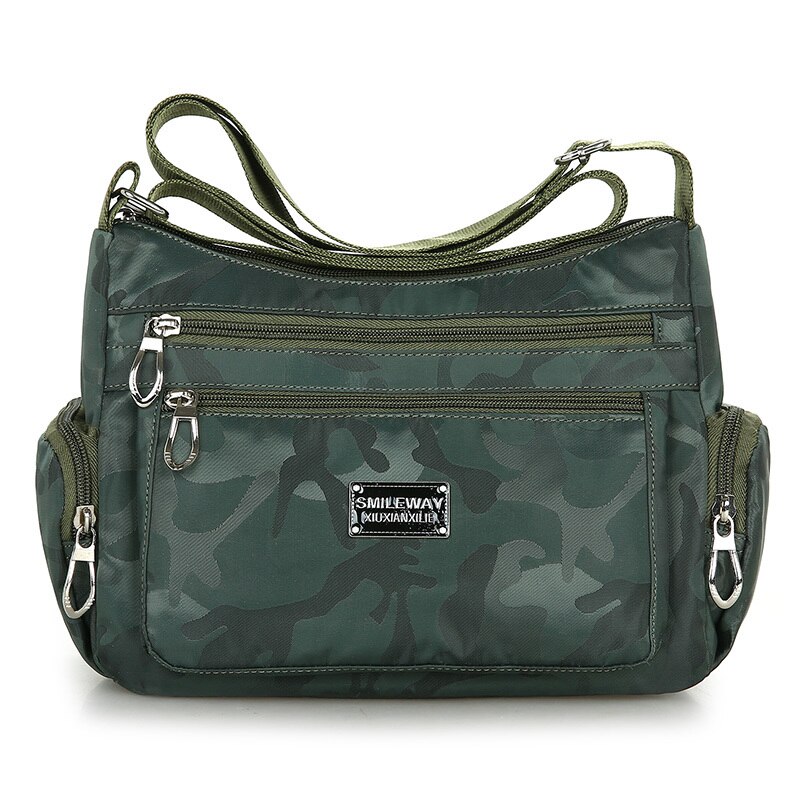 Camouflag Mode Vrouwen Schoudertas Messenger Bag Waterdichte Nylon Oxford Crossbody Tas Handtassen Grote Capaciteit Reistassen: green