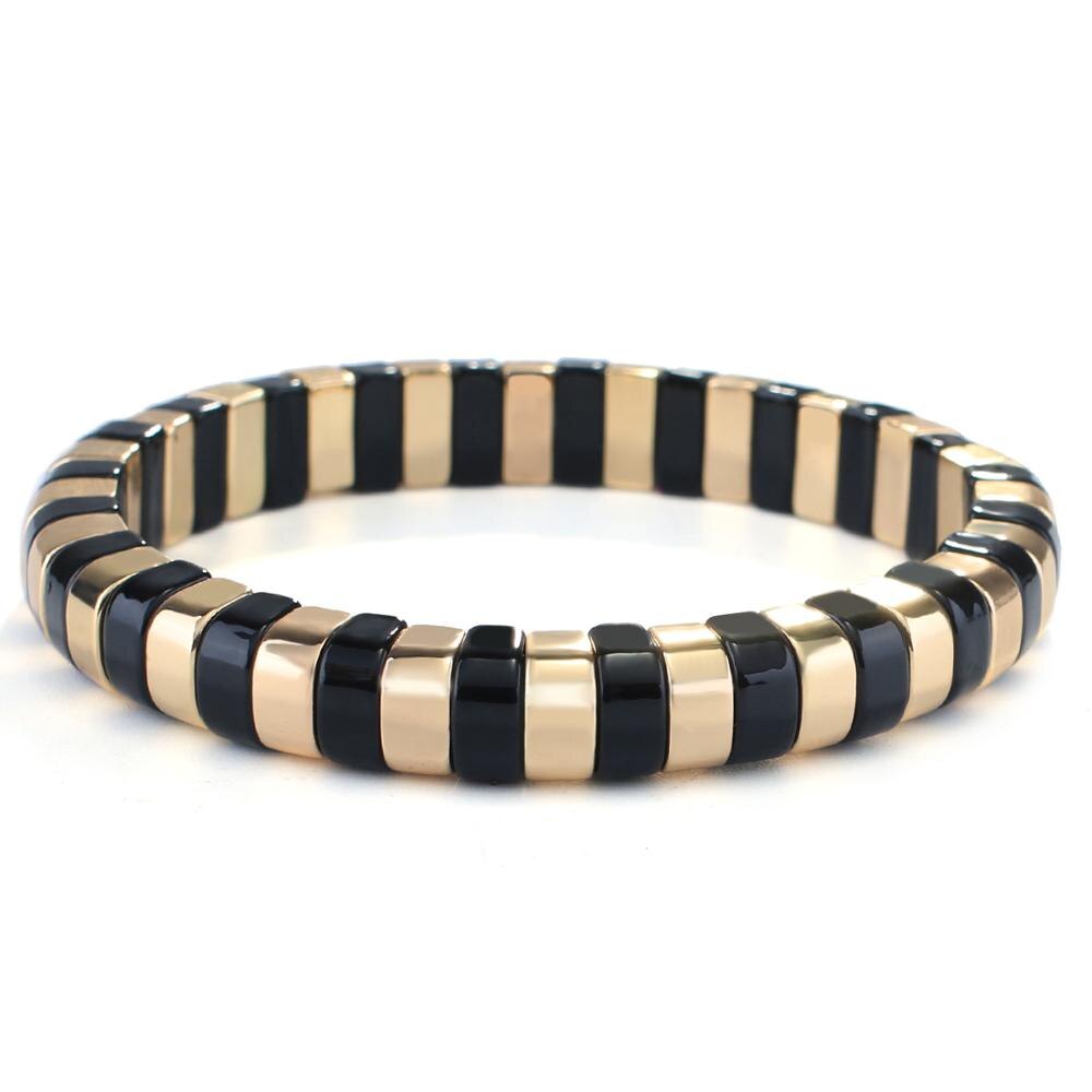 Kelitch Regenboog Armband Kleurrijke Emaille Kralen Armband Met Elastiek Tegel Enamel Armband Manchet Armbanden Voor Vrouwen: KLTRO-K007G