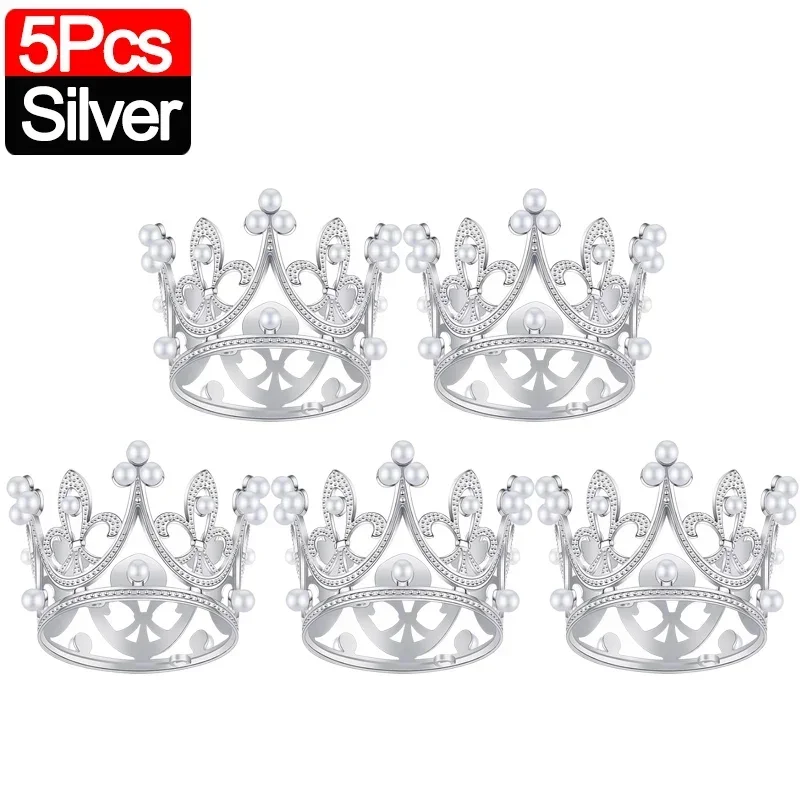 20/1 stk mini krone kakedekorasjon perle tiara måke sølv kroner kaketopper til låve hårpynt bryllup bursdagsfest: Burgunder