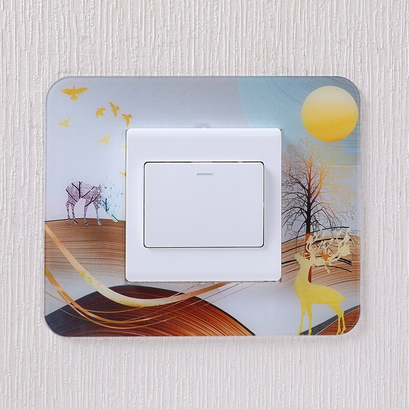 Pegatinas acrílicas para interruptor de enchufe, pegatinas de pared de estilo chino múltiple, decoración del hogar, sala de estar, placa de cubierta de interruptor de luz: K