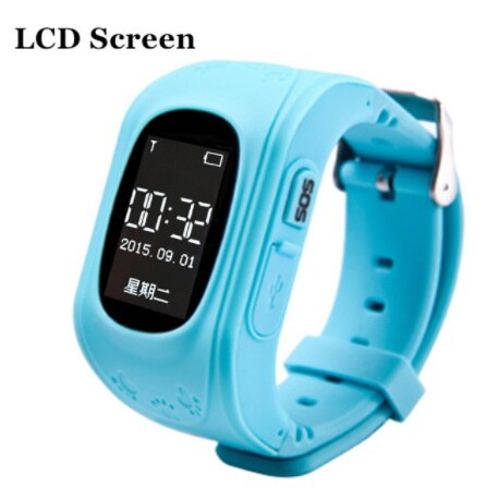 Tracker for Child Kid smart Watch SOS Safe Call Location Finder Locator Trackers smartwatch for Kids Children Anti Lost Monitor: Blue LCD LBS