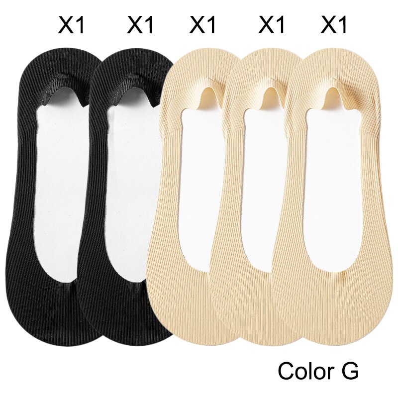 5 paar damessokken zomer ijszijde ademende pantoffels sokken onzichtbare effen kleur naadloze antislip sokken dames comfort: GRIJS