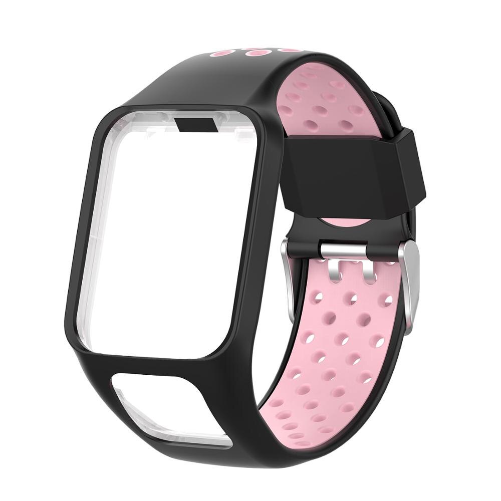 Silikon Band Strap Für Tomtom Runner 2/3 Sport Uhrenarmbänder TPE Handgelenk Gurt Für Tomtom Adventurer/Golfer 2/Funken/3 musik Armband: Black pink