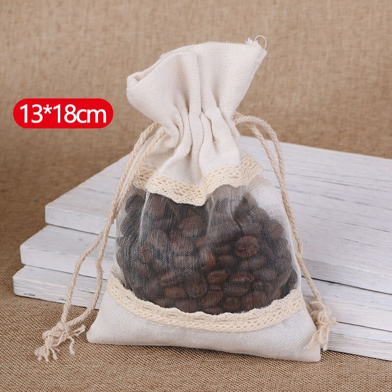 Bolsa de arpillera Natural con cordón, bolsas de yute para , embalaje de joyería, bolsas de boda con bolsa de caramelos, decoración para en casa: B2-canvas