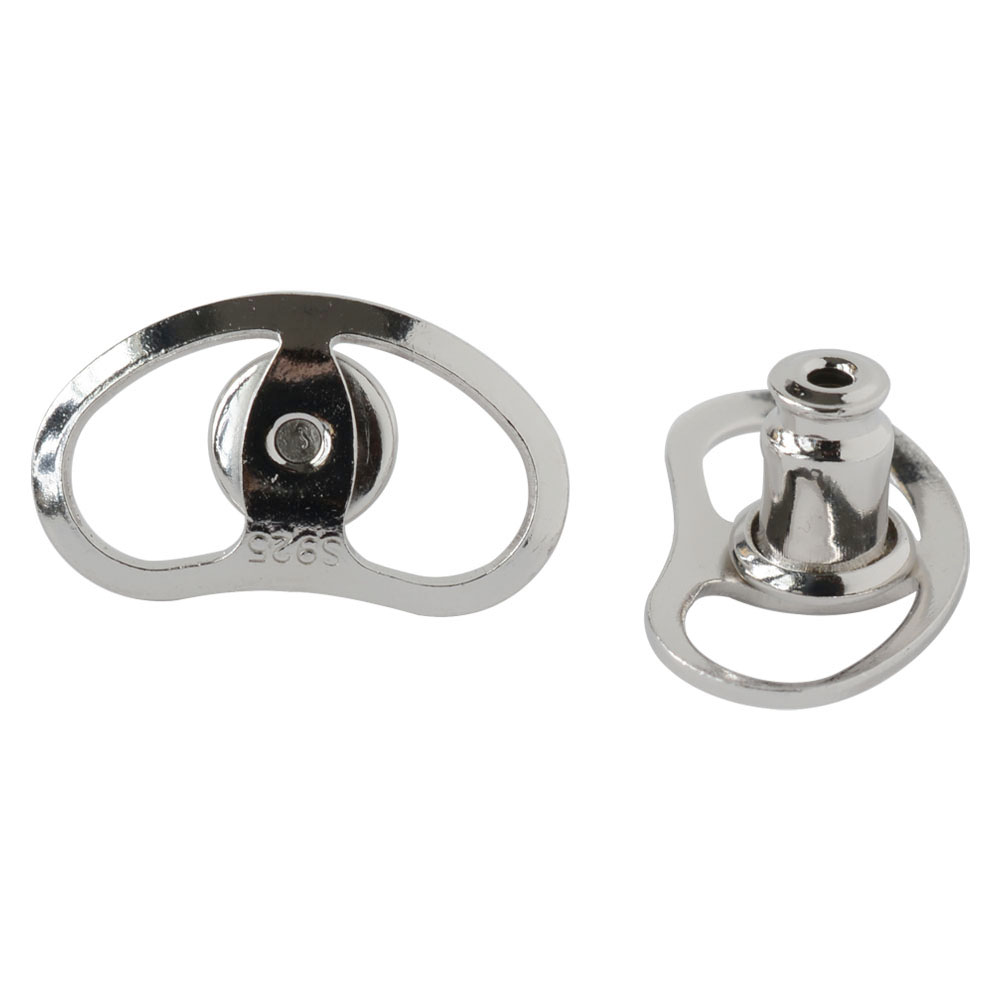 Respaldos para pendientes, respaldos para pendientes grandes hipoalergénicos de plata sólida 925 para orejas caídas, elevador de pendientes ajustable, lóbulo de oreja: M / Negro