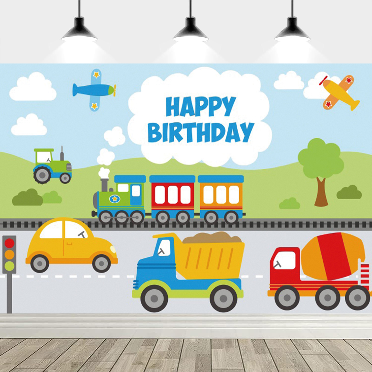 Excavator Truck Photo Backdrops Boy Birthday Construction Background Party Decor Photography Prop Photocall Photo Studio