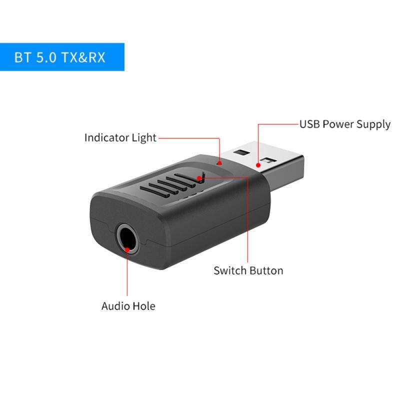 4 In 1 Bluetooth Receiver Bluetooth 5.0 USB 3.5mm Bluetooth Aux BT Audio Receiver Transmitter Wireless Dongle For Car/TV/laptop