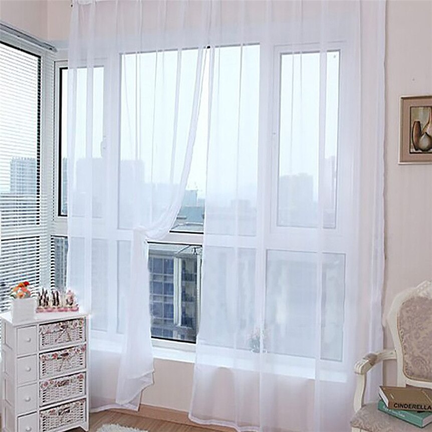 Fenster Dekoration Reine Farbe Tüll Tür Fenster Vorhang Sheer Schabracken Vorhang Für Wohnzimmer Schlafzimmer Wohnkultur 0423#