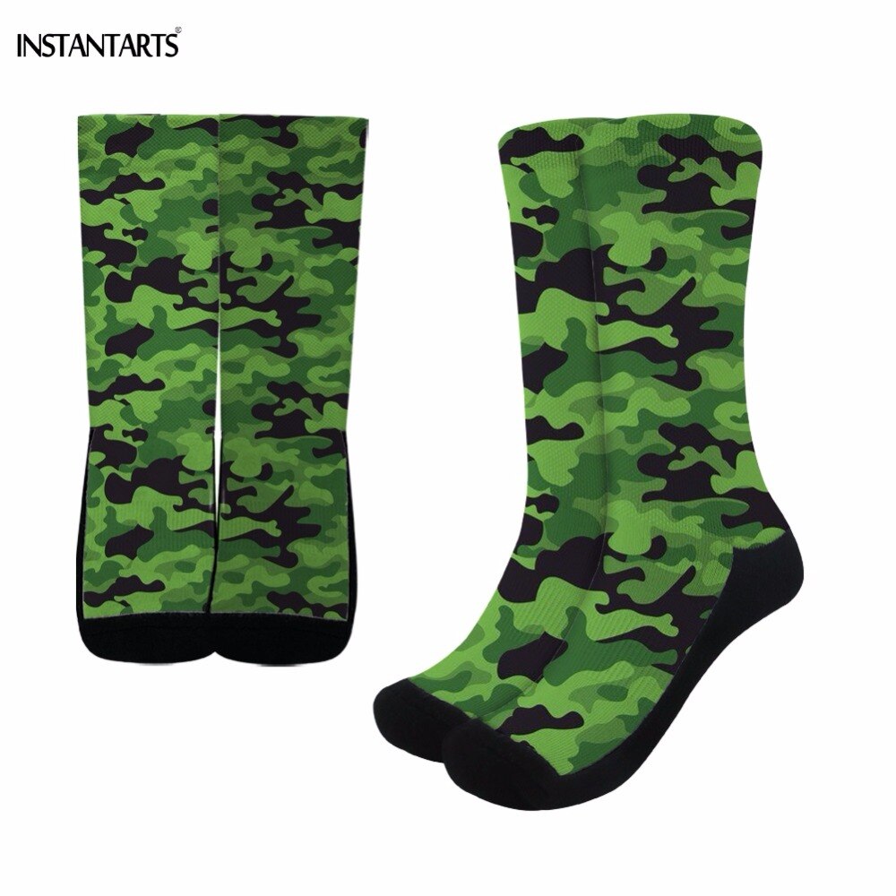 INSTANTARTS Army Green Camouflage Pattern Uomini Ciclismo Calzini e Calzettoni Da Trekking A Piedi Da Ginnastica Sport Calzini e Calzettoni alti Fino Al Ginocchio Traspirante Palestra Calzini e Calzettoni