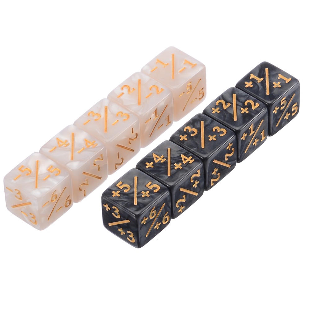 10Pcs Nero Bianco Dadi Contatore + 1/+ 1 Dadi Festa A Casa Divertente Outdoor Dadi Per La Magia Il la raccolta di Gioco Conteggio Dadi Giocattolo Set