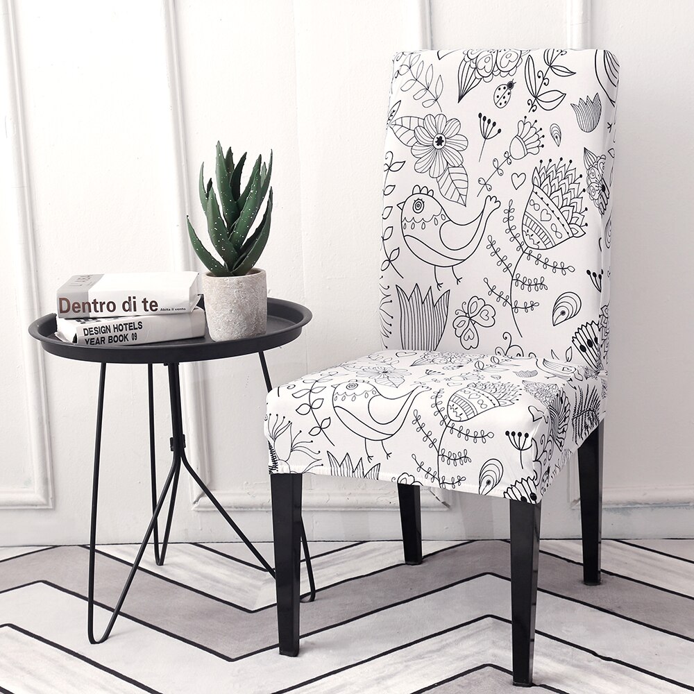 Junijour blomstertrykk stoltrekk spandex tøye ut elastisk stoltrekk til bryllup spisestue kontor bankett hus deco: 11