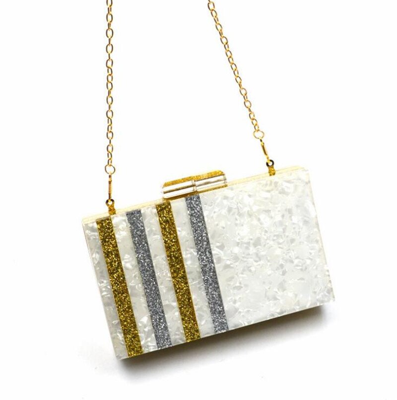 women patchwork evening clutch bags Acrylic bling wedding wallets with chain shoulder bags MN1577