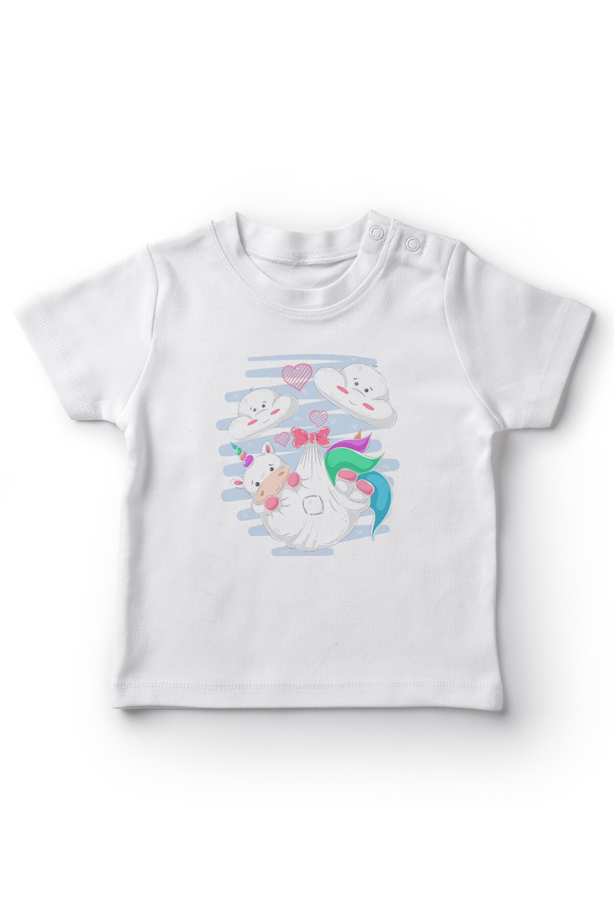 Angemiel Baby Leuke Wolken En Eenhoorn Baby Boy T-shirt Wit