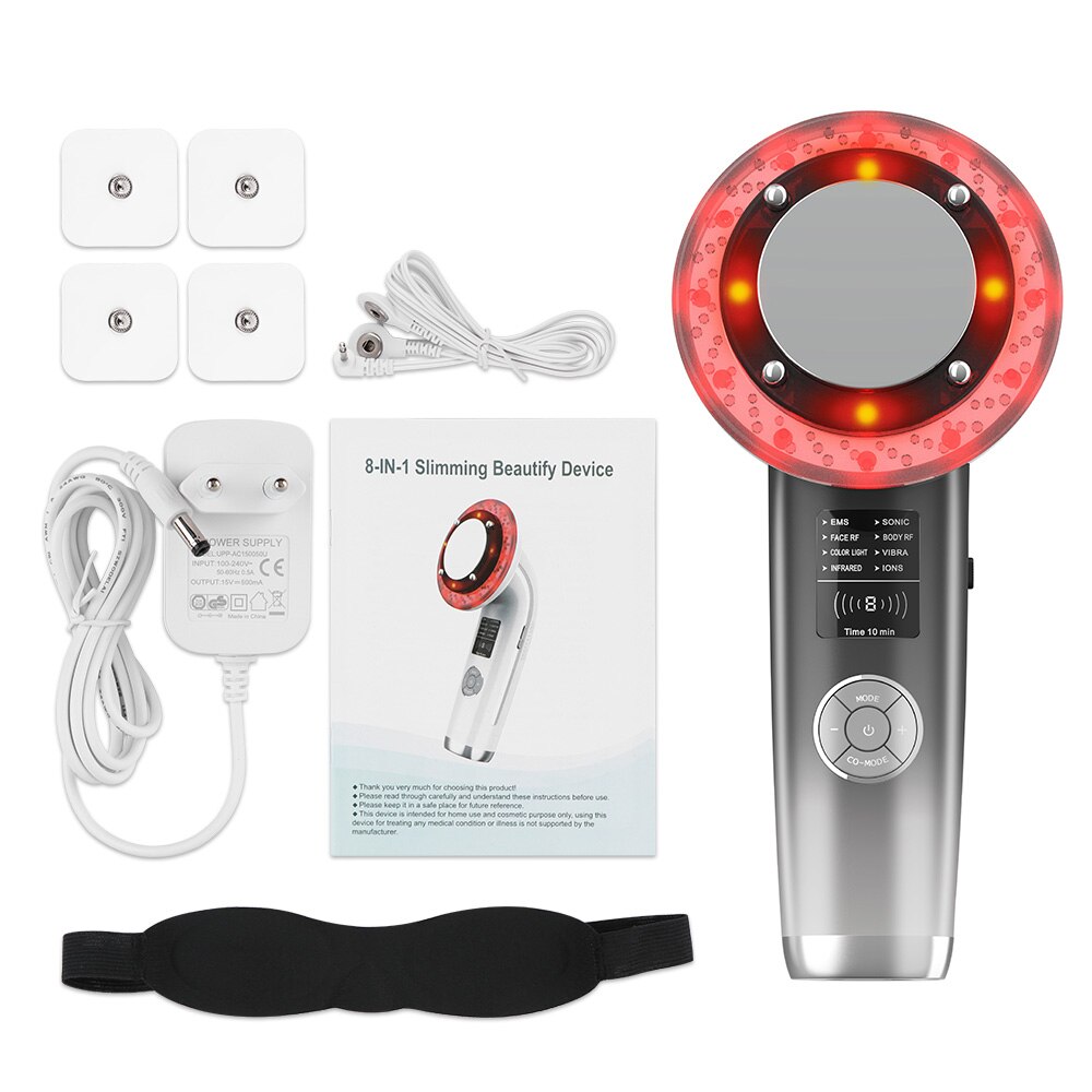 8 IN 1 Cavitation Machine Anti-Cellulite Vacuum Spa Ultrasound Therapy EMS LED Face Body Beauty SkinCare Fat Burner: US Plug / Black NO Box