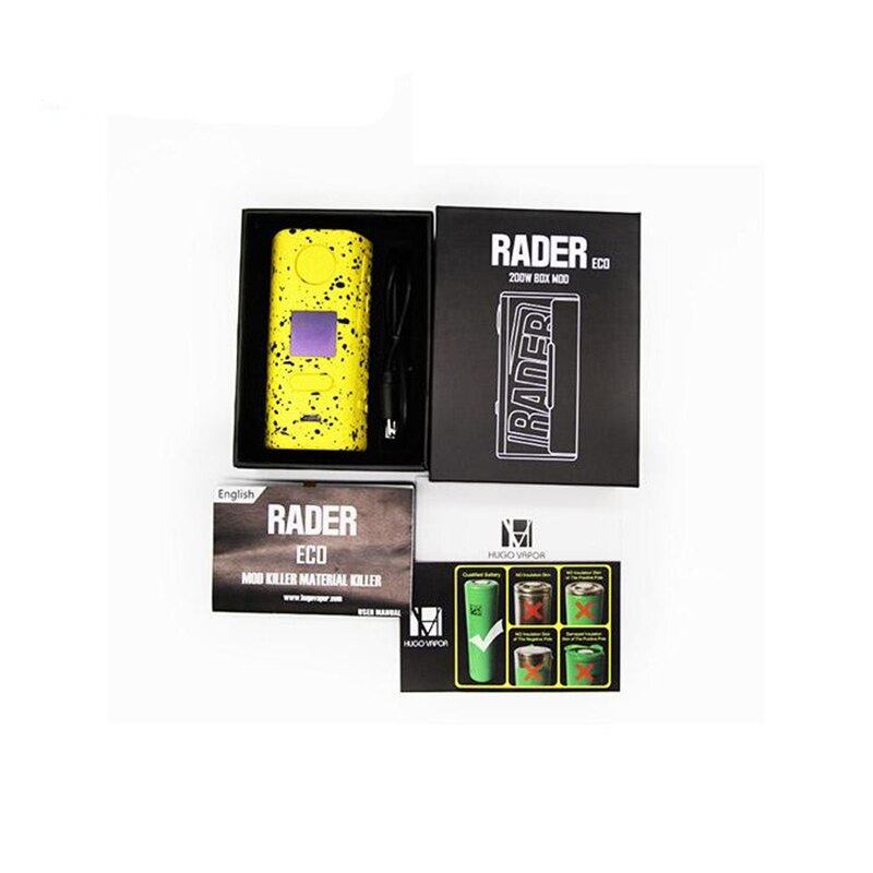 Hugo Vapor Rader Eco 200W Box Mod Powered by Dual 18650 Batteries 0.96"inch Square OLED Screen Diaplays vape mods 100% Original