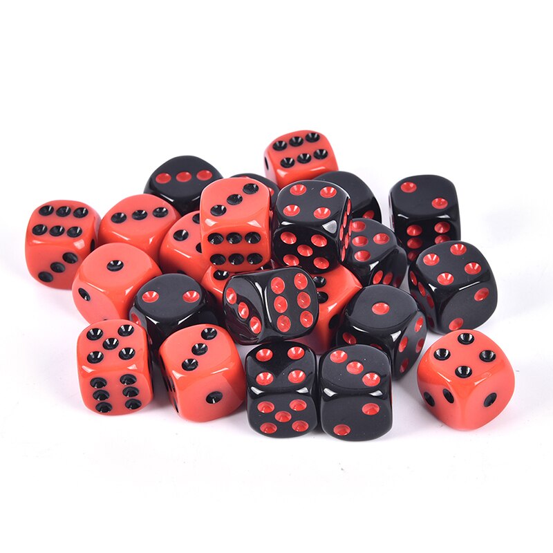 24 Stks/set Rood/Black Dice Set Met Fluwelen Tas Grappig Spel Accessoire