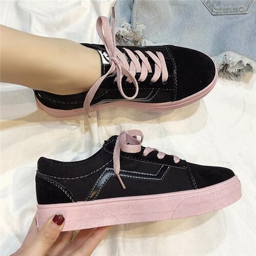 Lente Vrouwen Vulcaniseer Schoenen Mode Wilde Licht Canvas Platte Schoenen Dames Casual Low Lace-Up Sneakers