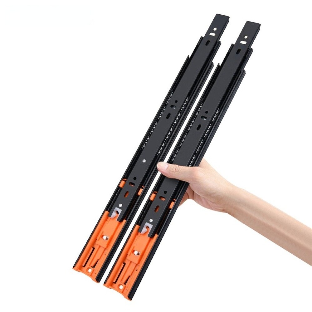 Drawer Slide Rail Thickened Slide Rail Three-Section Slide Rail 4510 Damping Buffer Rail Drawer Rail (A Pair Of 2 Pieces)