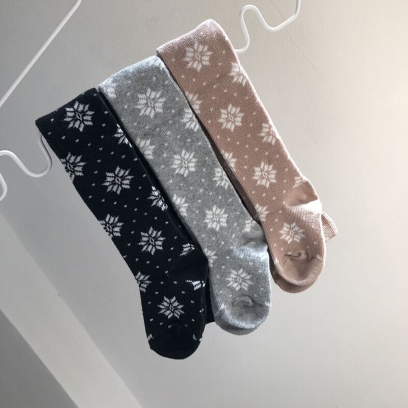 Baby Meisjes Sneeuwvlok Borduren Panty Katoen Meisjes Knie Hoge Sokken Panty Baby Meisje Kerst Panty Kinderen Panty